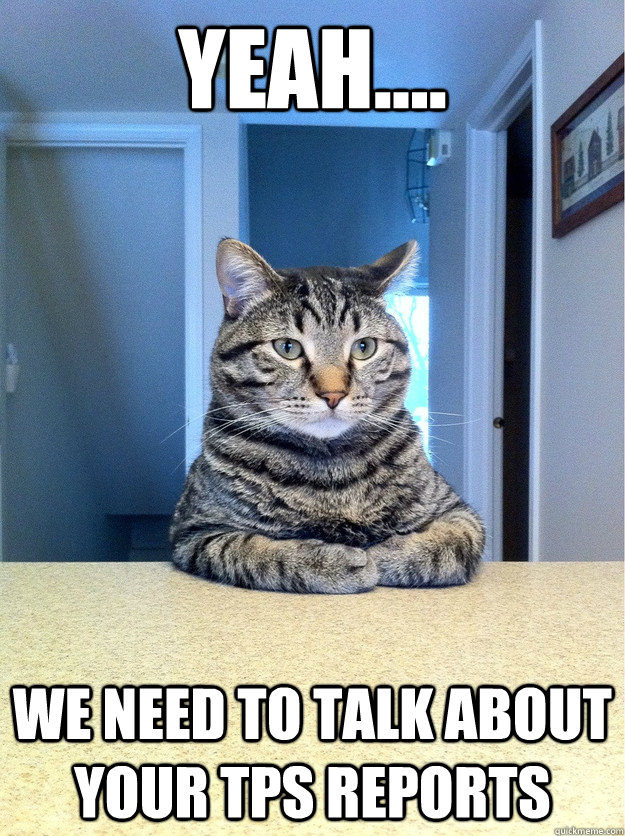 Yeah.... we need to talk about your TPS reports  Chris Hansen Cat