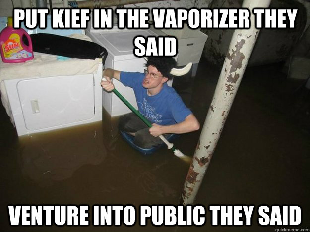 Put kief in the vaporizer they said Venture into public they said  Do the laundry they said