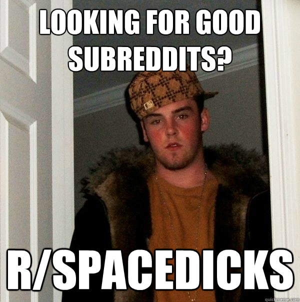 looking for good subreddits? r/spacedicks  Scumbag Steve