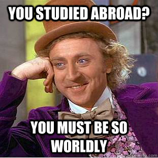 You studied abroad? You must be so worldly - You studied abroad? You must be so worldly  Condescending Wonka