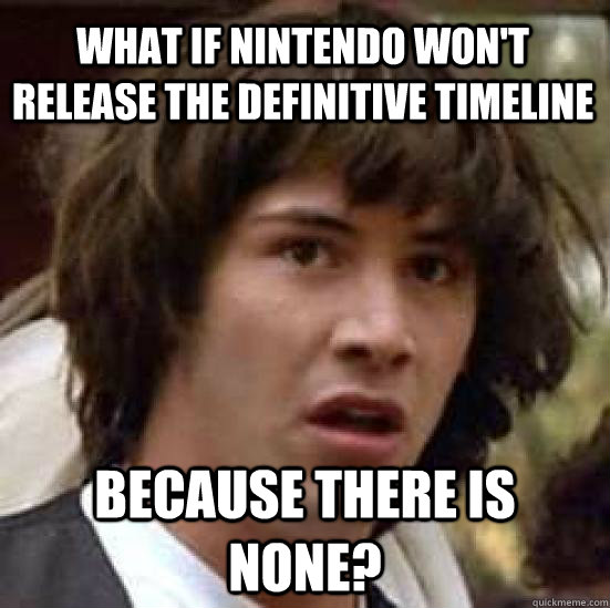 What if Nintendo won't release the definitive timeline Because there is none?  conspiracy keanu