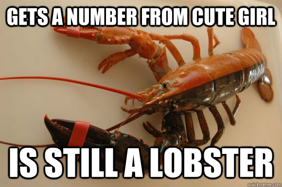 Gets a number from cute girl Is still a lobster - Gets a number from cute girl Is still a lobster  Socially Awesome Awkward Lobster