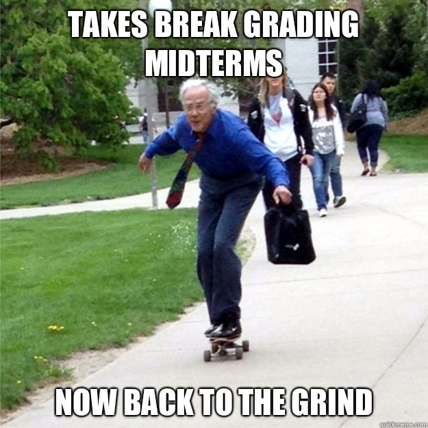 Takes break grading midterms Now back to the grind  Skating Prof