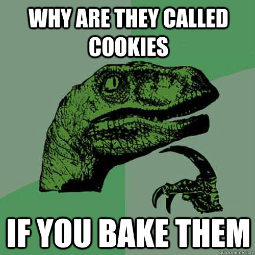 Why are they called cookies If you bake them  Philosoraptor