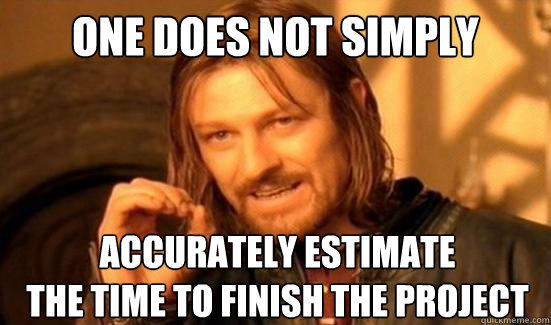 One Does Not Simply accurately estimate 
the time to finish the project - One Does Not Simply accurately estimate 
the time to finish the project  Boromir