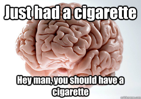 Just had a cigarette  Hey man, you should have a cigarette    Scumbag Brain