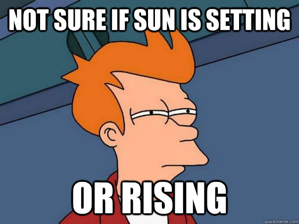 Not sure if sun is setting or rising  Futurama Fry