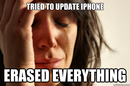 Tried to update iPhone erased everything  First World Problems