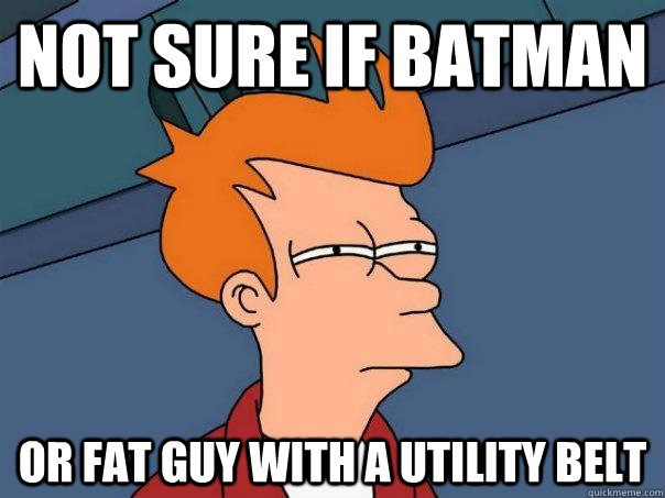 Not sure if batman or fat guy with a utility belt  Futurama Fry