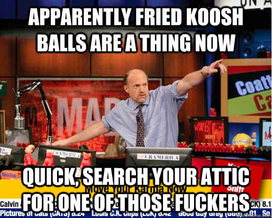 apparently fried koosh balls are a thing now quick, search your attic for one of those fuckers - apparently fried koosh balls are a thing now quick, search your attic for one of those fuckers  Misc