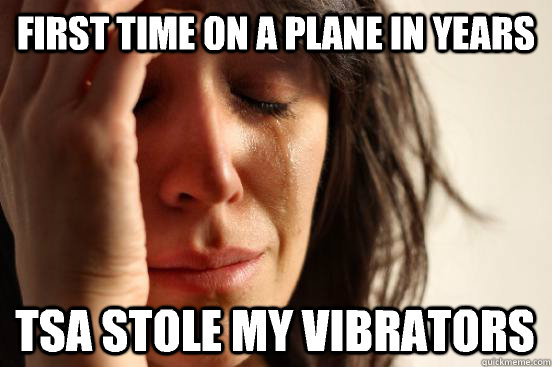 First time on a plane in years TSA stole my vibrators  First World Problems