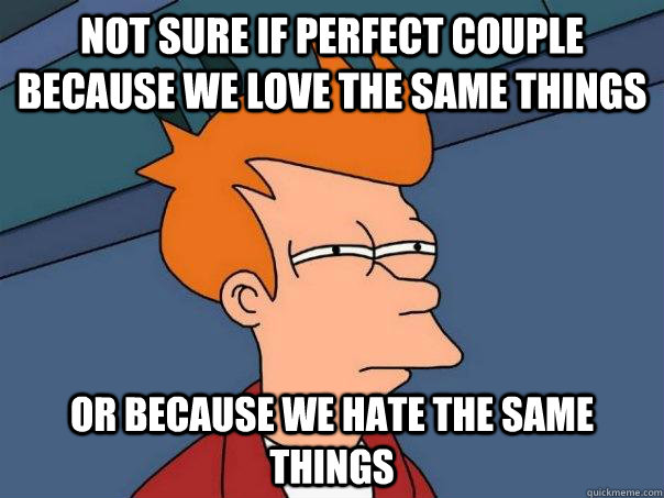 Not sure if perfect couple because we love the same things Or because we hate the same things  Futurama Fry