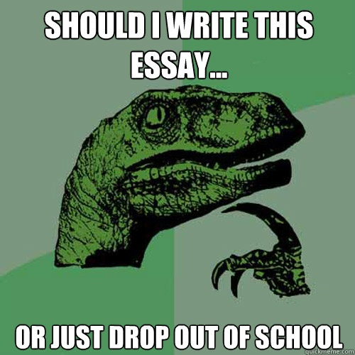 Should I write this essay... Or just drop out of school  Philosoraptor