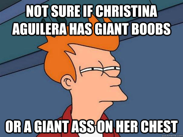 Not sure if Christina aguilera has giant boobs Or a giant ass on her chest  Futurama Fry