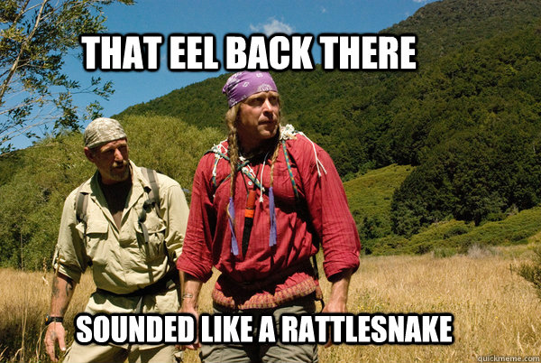 that eel back there  sounded like a rattlesnake - that eel back there  sounded like a rattlesnake  Dual Survival