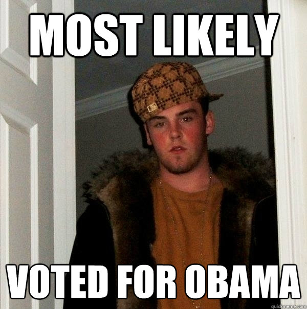 most likely voted for Obama   Scumbag Steve