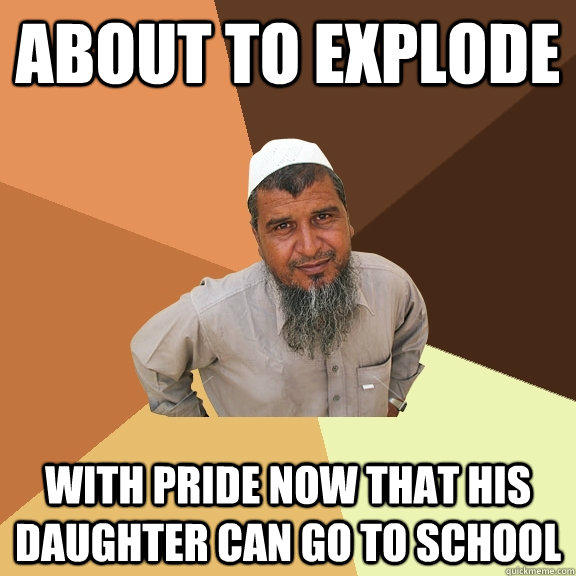 about to explode with pride now that his daughter can go to school  