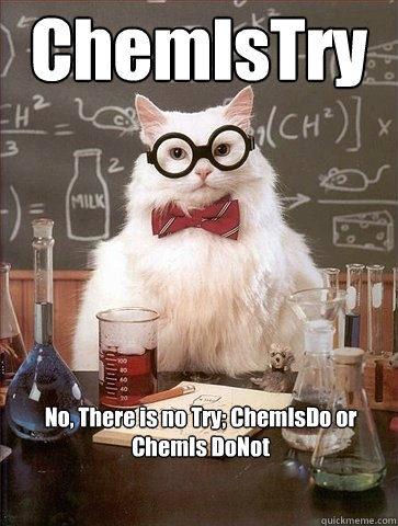 ChemIsTry No, There is no Try; ChemIsDo or ChemIs DoNot  Chemistry Cat