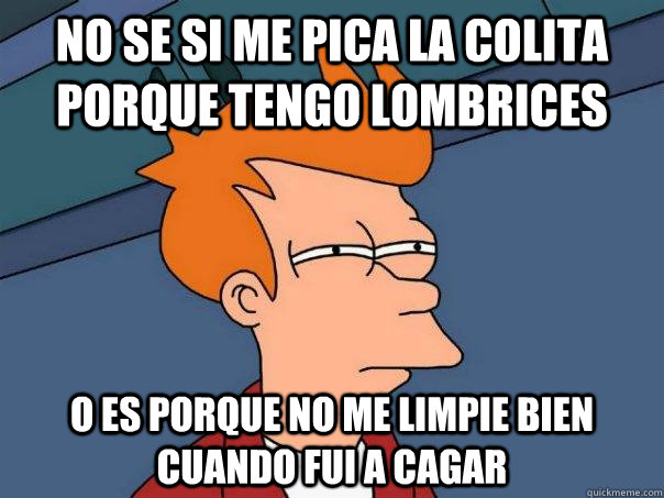 No se si me pica la colita porque tengo lombrices o es porque no me limpie bien cuando fui a cagar - No se si me pica la colita porque tengo lombrices o es porque no me limpie bien cuando fui a cagar  Futurama Fry