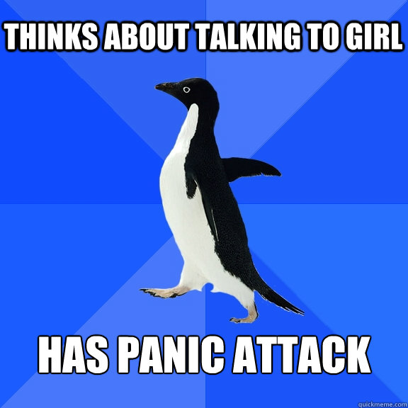 Thinks about Talking to girl Has panic attack - Thinks about Talking to girl Has panic attack  Socially Awkward Penguin