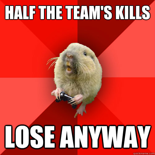 half the team's kills lose anyway  Gaming Gopher