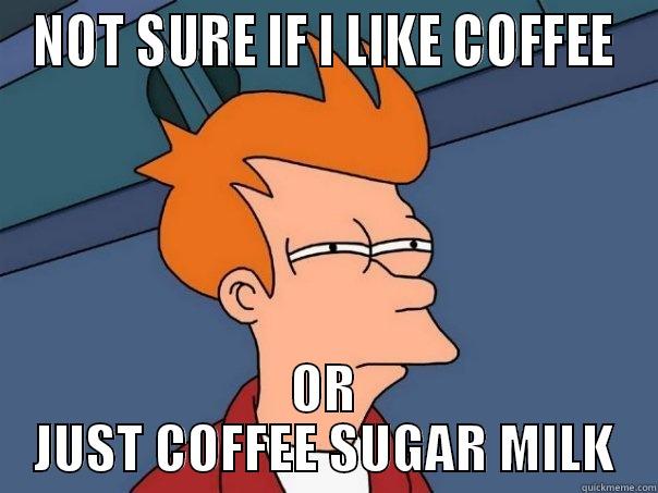 NOT SURE IF I LIKE COFFEE OR JUST COFFEE SUGAR MILK Futurama Fry