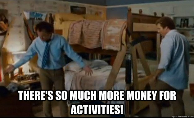  There's so much more money for activities!  