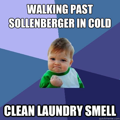 Walking past sollenberger in cold clean laundry smell   Success Kid