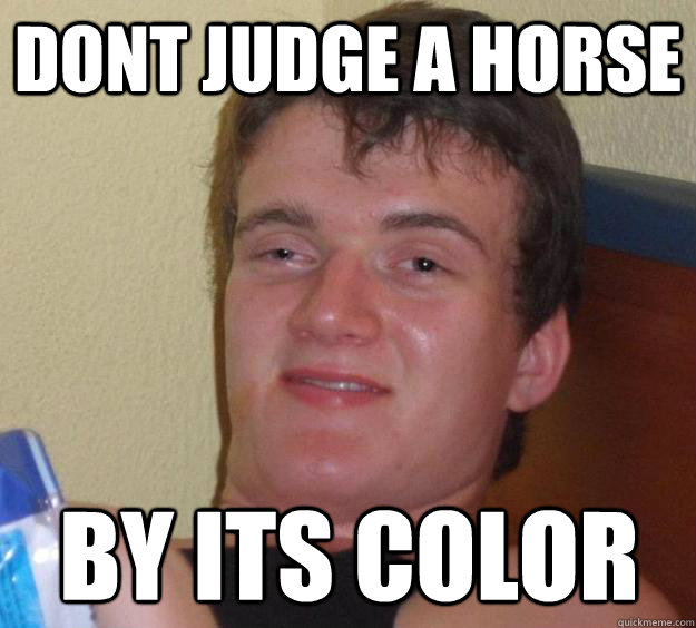 Dont judge a horse  by its color   10 Guy