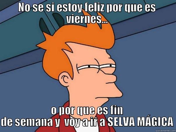 No se si... - NO SE SI ESTOY FELIZ POR QUE ES VIERNES... O POR QUE ES FIN DE SEMANA Y  VOY A IR A SELVA MÁGICA Futurama Fry