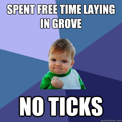 Spent free time laying in grove no ticks  Success Kid