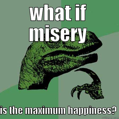 WHAT IF MISERY  IS THE MAXIMUM HAPPINESS? Philosoraptor