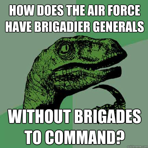 How does the Air Force have brigadier generals without brigades to command?  Philosoraptor