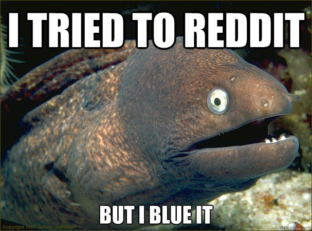 I tried to Reddit But I Blue it - I tried to Reddit But I Blue it  Bad Joke Eel