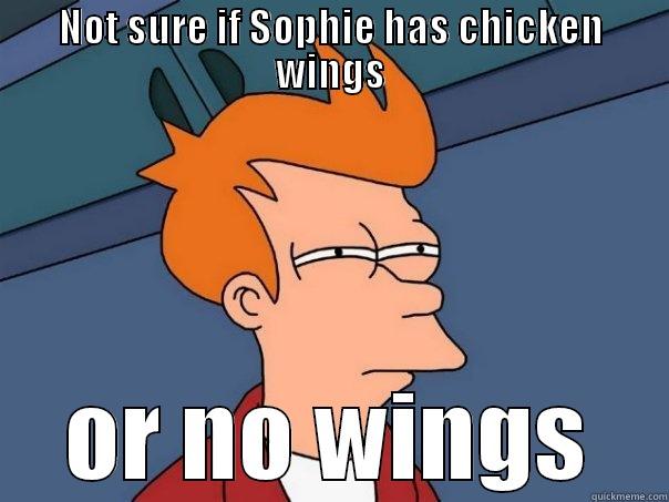 Wings of freedom? - NOT SURE IF SOPHIE HAS CHICKEN WINGS OR NO WINGS Futurama Fry