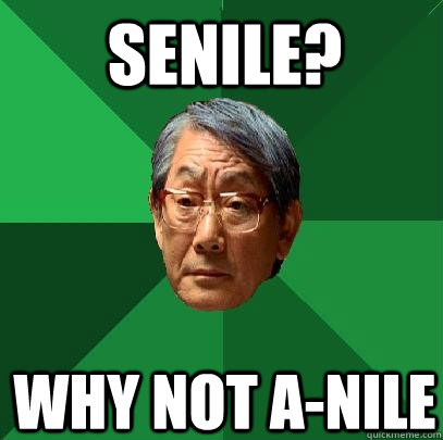 Senile? Why not a-nile  High Expectations Asian Father