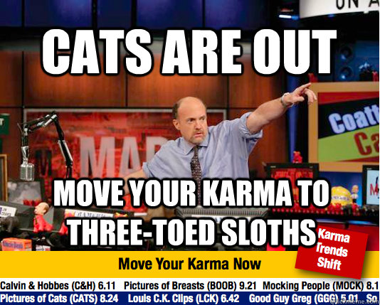 Cats are out Move your karma to three-toed sloths  Mad Karma with Jim Cramer