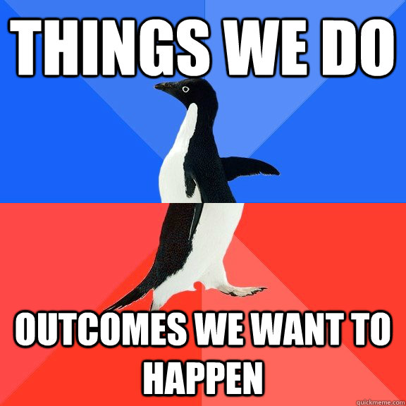 Things we do Outcomes we want to happen - Things we do Outcomes we want to happen  Socially Awkward Awesome Penguin