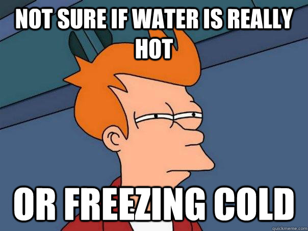 Not sure if water is really hot or freezing cold  Futurama Fry