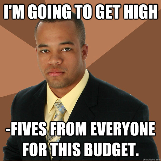 I'm going to get high -fives from everyone for this budget.  Successful Black Man