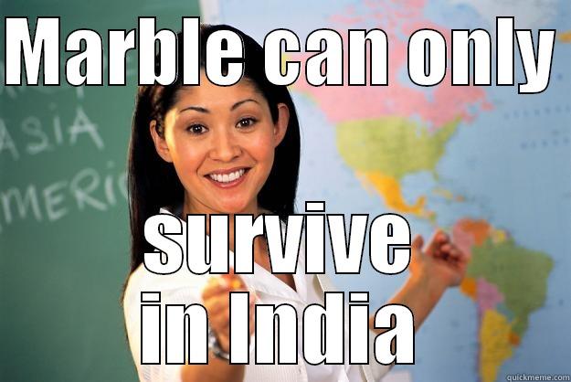 Bwahahahaha..Marblee Man - MARBLE CAN ONLY  SURVIVE IN INDIA Unhelpful High School Teacher