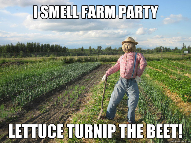 I smell farm party lettuce turnip the beet!  Scarecrow