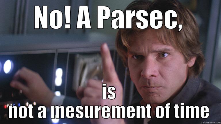 NO! A PARSEC, IS NOT A MESUREMENT OF TIME Misc