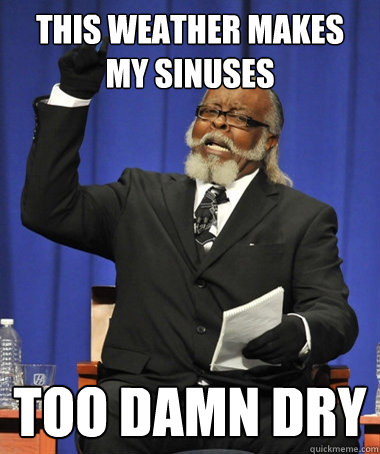 This Weather makes my sinuses too damn dry  The Rent Is Too Damn High