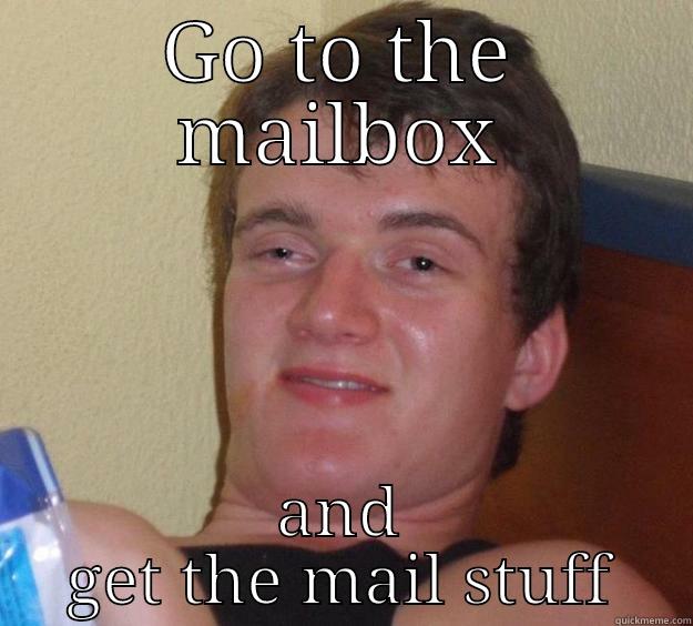 GO TO THE MAILBOX AND GET THE MAIL STUFF 10 Guy