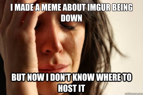 I made a meme about Imgur being down But now I don't know where to host it  First World Problems