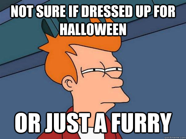 Not sure if dressed up for Halloween Or just a furry  Futurama Fry