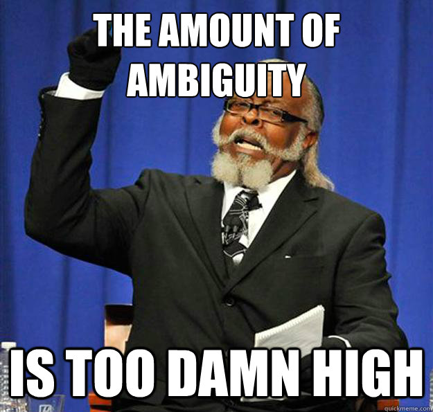 The amount of ambiguity   Is too damn high - The amount of ambiguity   Is too damn high  Jimmy McMillan