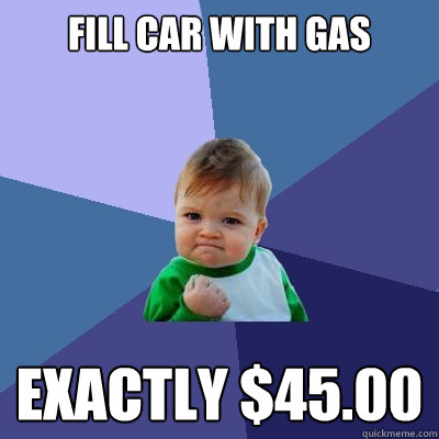 Fill car with gas Exactly $45.00 - Fill car with gas Exactly $45.00  Success Kid