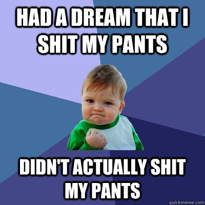 had a dream that i shit my pants didn't actually shit my pants  Success Kid